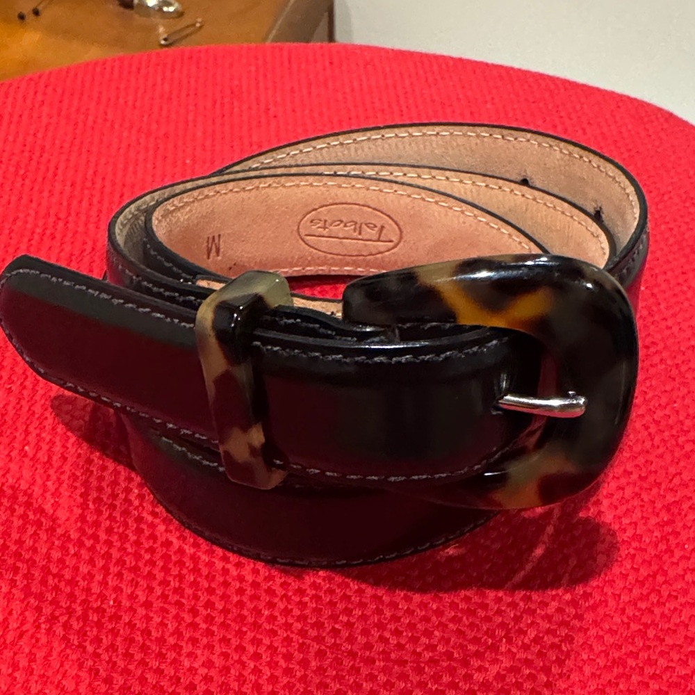 Talbots Black Belt with Tortoiseshell Buckle